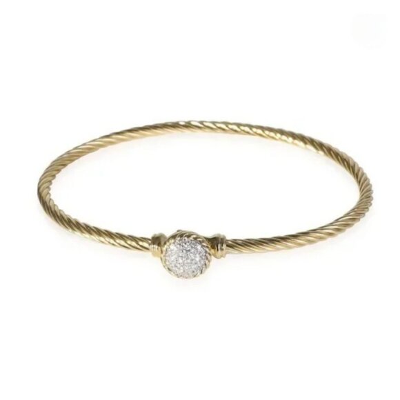 David Yurman 18k Yellow Gold Chatelaine Diamond Bangle Bracelet - Picture 1 of 7